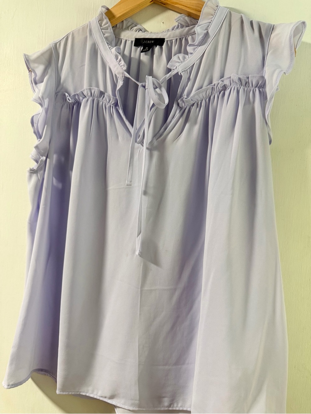 J. Crew Light Lavender Ruffle Tie-Neck Blouse